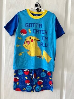 Kids' Blue Pikachu 'Gotta Catch 'Em All' Short Pajama Set size 6/7